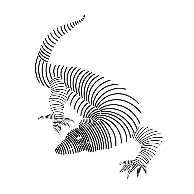 Ilustración de arte de línea simple de un dragón de Komodo 1