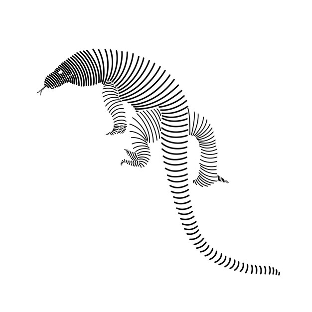 Ilustración de arte de línea simple de un dragón de Komodo 3