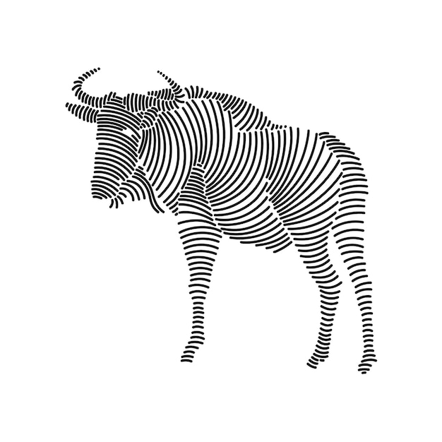 Vector ilustración de arte de línea simple de gnu 1