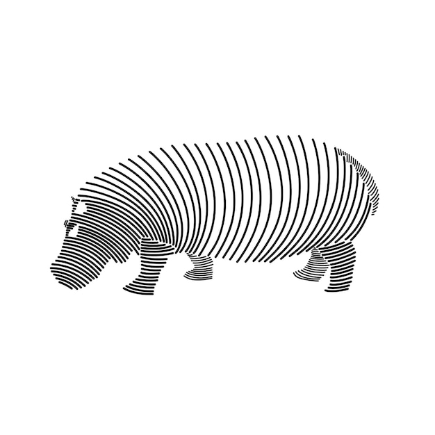 Ilustración de arte de línea simple de un hipopótamo 1