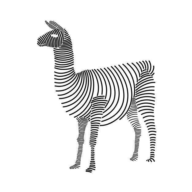 Ilustración de arte de línea simple de llama 2