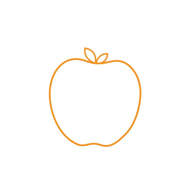 Ilustración de arte de línea simple de manzana fondo blanco