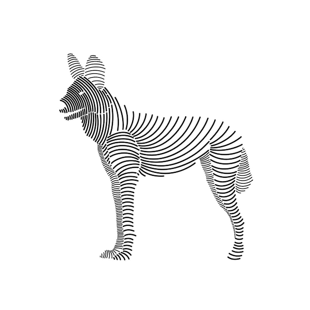 Ilustración de arte de línea simple de perro salvaje africano 3