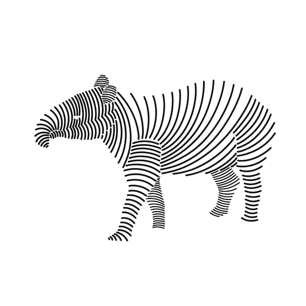 Ilustración de arte de línea simple de un tapir