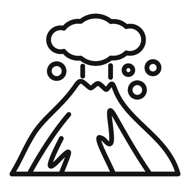 Ilustración de arte de línea simple de un volcán en erupción