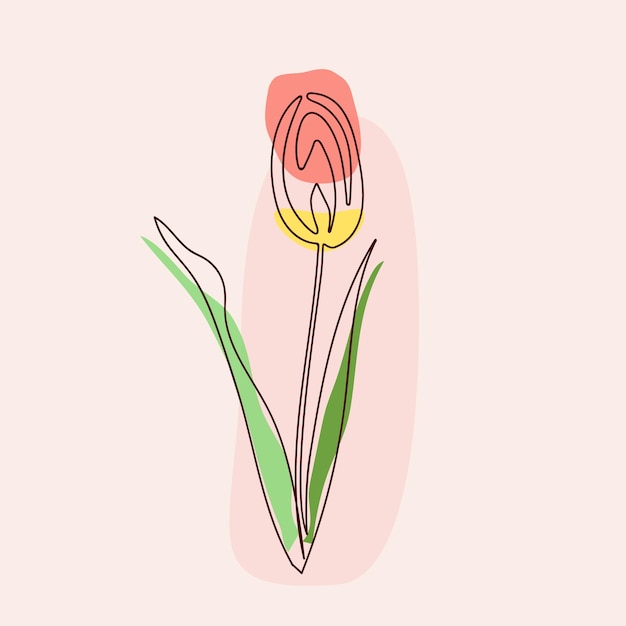 Vector ilustración de arte de una línea de tulipán dibujado a mano