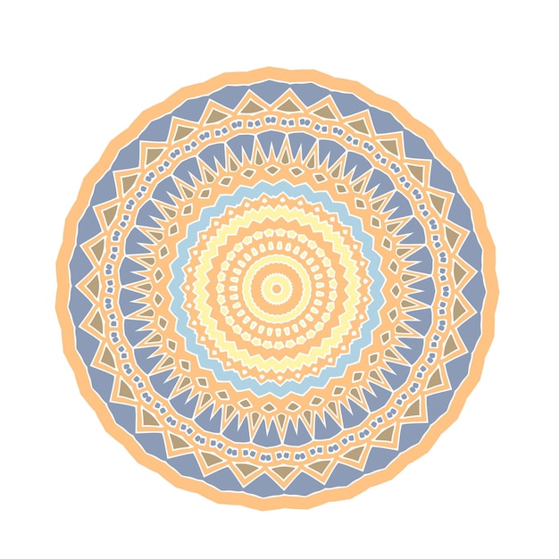 Vector ilustración de arte de línea vintage con mandala de color decorativo estilo vintage textura abstracta azul ilustración de vector de garabato patrón tribal