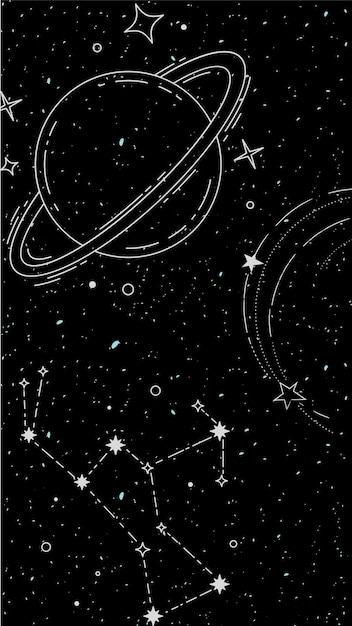 Ilustración Arte Lineado Fondo Místico Fondo De Pantalla Del Teléfono