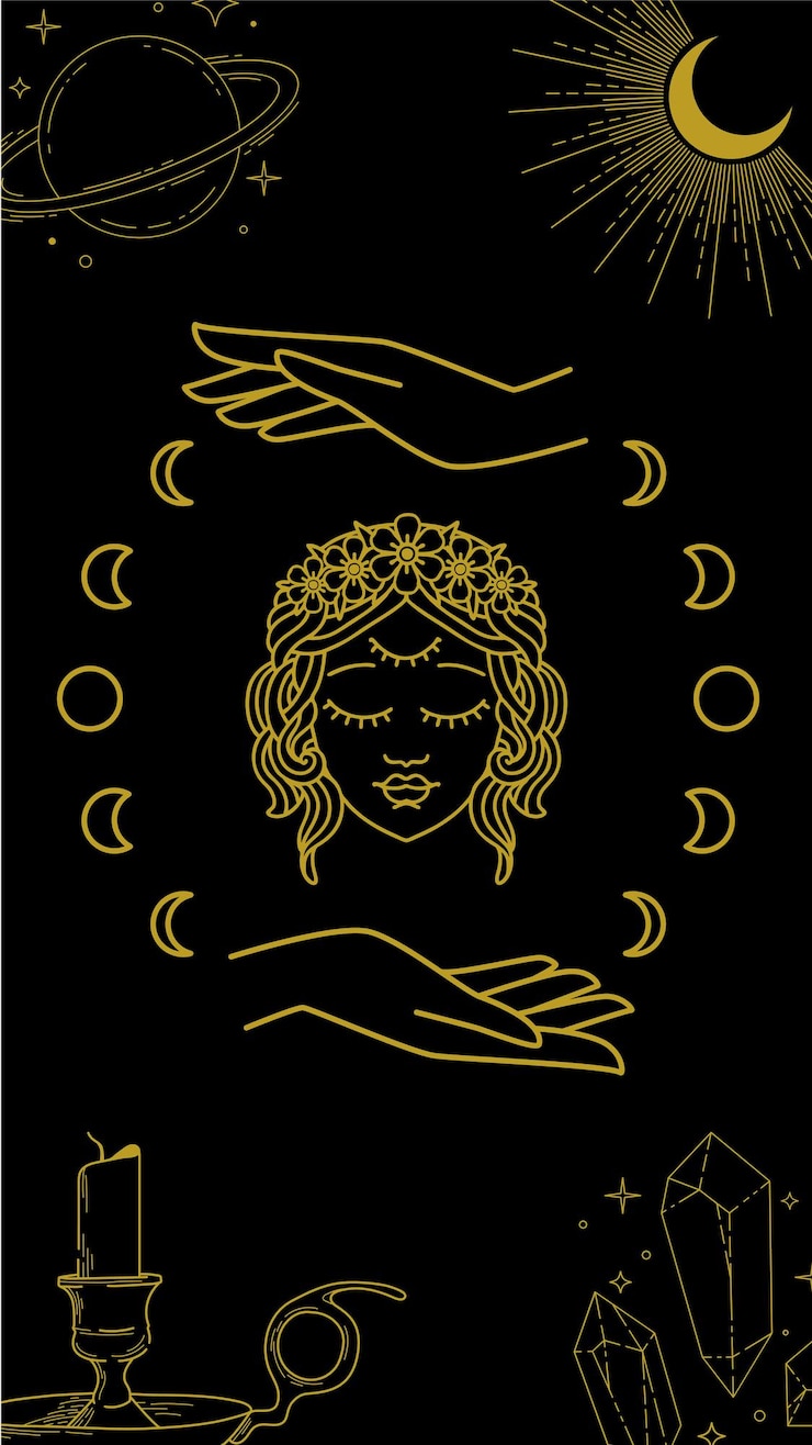 Vector ilustración arte lineado fondo místico fondo de pantalla del teléfono