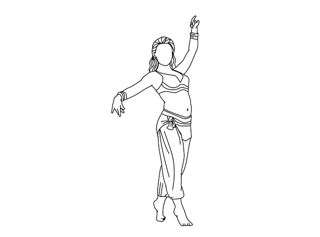 Ilustración de arte lineal de bailarina