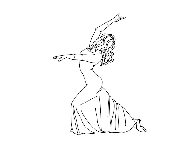 Ilustración de arte lineal de bailarina