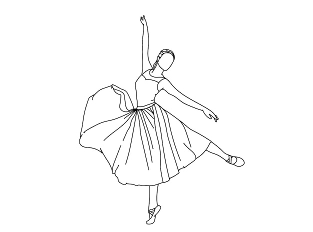 Ilustración de arte lineal de bailarina