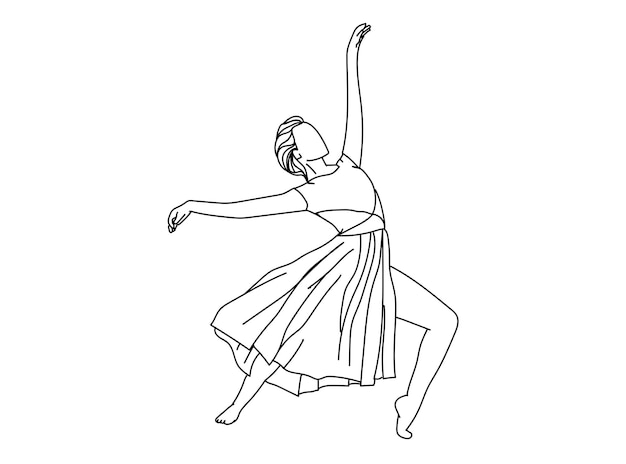 Ilustración de arte lineal de bailarina