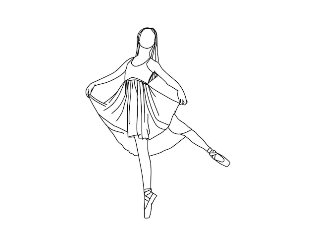 Ilustración de arte lineal de bailarina