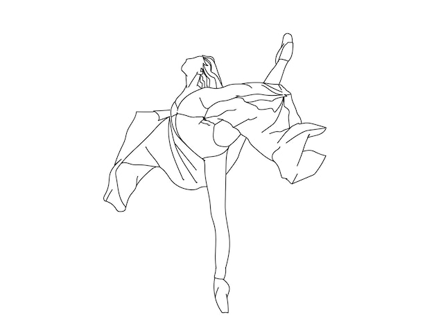 Ilustración de arte lineal de bailarina