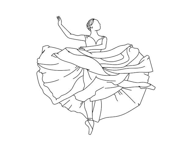 Ilustración de arte lineal de bailarina