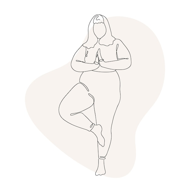 Ilustración de arte lineal de body positive yoga