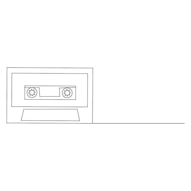 Ilustración de arte lineal de cinta de casete de audio Vector aislado
