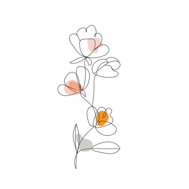Ilustración de arte de líneas de flores dibujadas a mano por vector