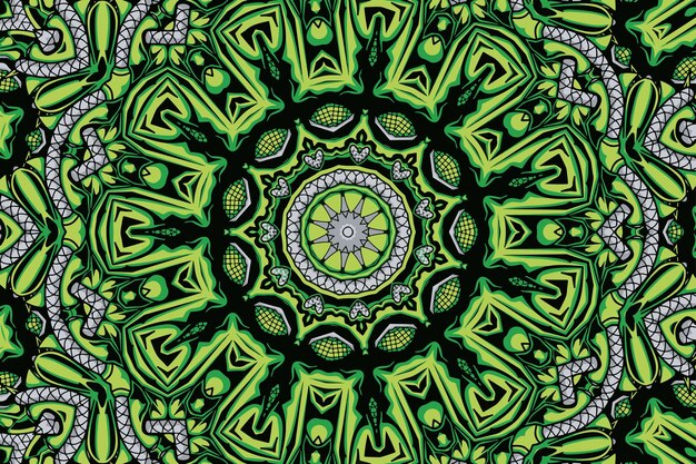 Ilustración de arte de mandala transparente de vector de patrón verde