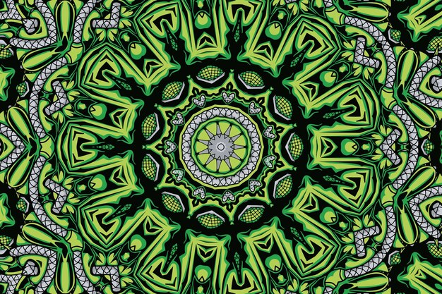 Ilustración de arte de mandala transparente de vector de patrón verde