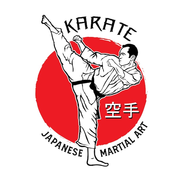 Ilustración de arte marcial japonés de karate perfecta para el diseño de camisetas
