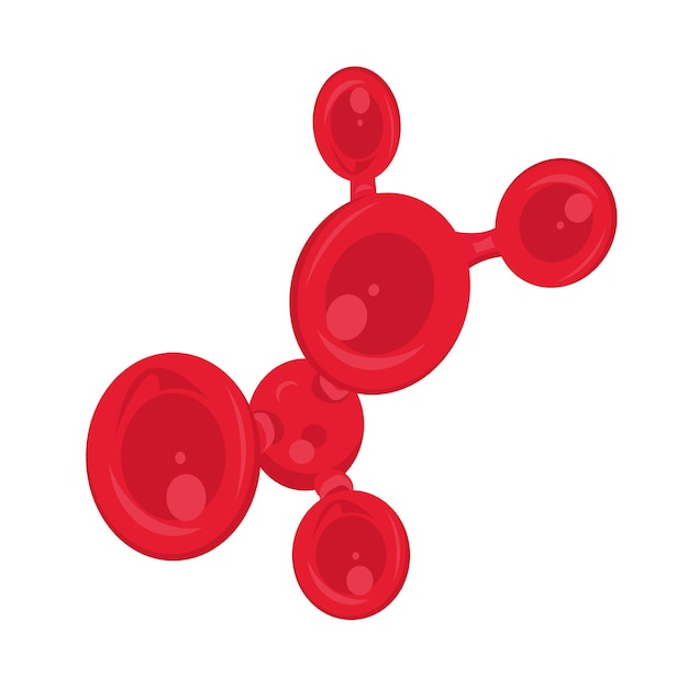 Ilustración de arte molecular vectorial roja en 3D