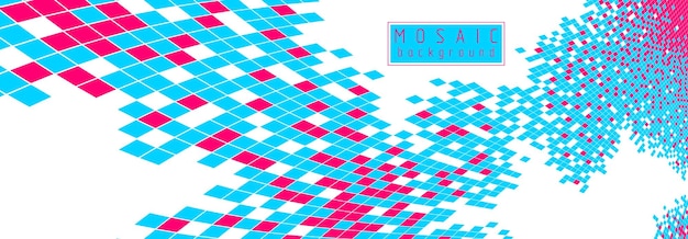 Ilustración de arte de mosaicos cuadrados abstractos, fondo de diseño artístico vectorial con espacio de copia para texto y título. Utilizable para folleto, revista, anuncio, pancarta, afiche.