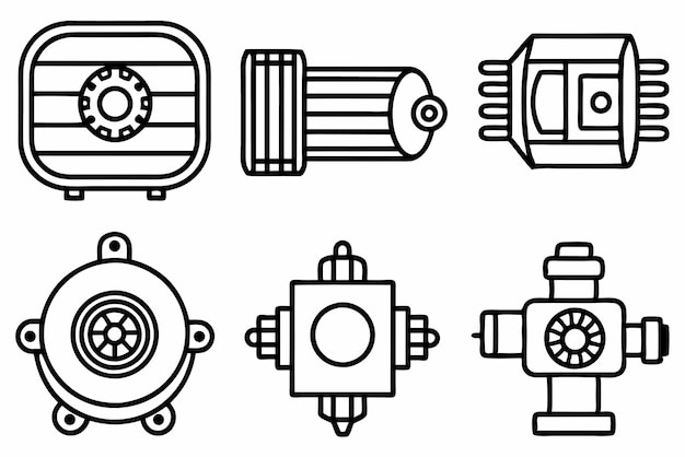 Ilustración de arte de motor eléctrico Diseños únicos de unidades de motor eléctrico