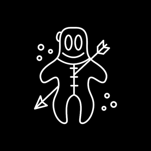 Ilustración de arte muñeca flecha sonrisa línea enferma diseño de logotipo mínimo vector