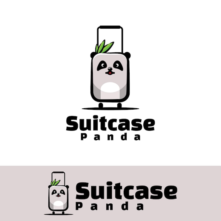 Vector ilustración de arte de panda de maleta
