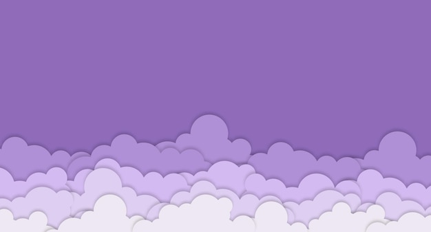 Ilustración de arte de papel nublado. Cielo con fondo de nubes, vector, ilustración, estilo de arte en papel, espacio de copia para texto. ilustración vectorial