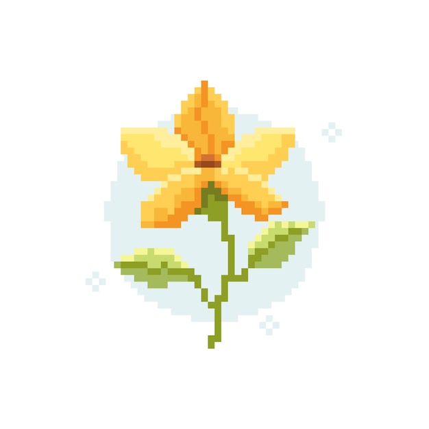 Ilustración de arte de pixel de flor de diseño plano