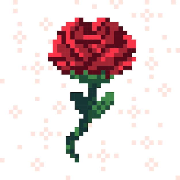 Ilustración de arte de pixel de flor de diseño plano