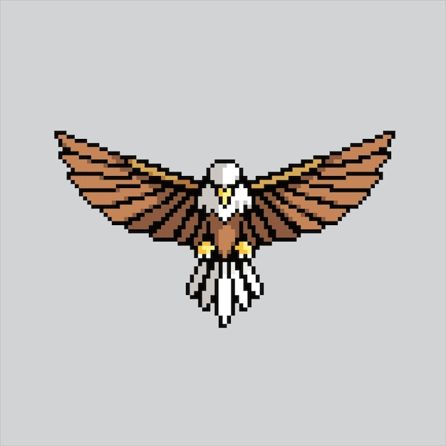 Ilustración de arte de píxeles águila águila pixelada pájaro águila pixelado para el juego de arte de píxeles e icono