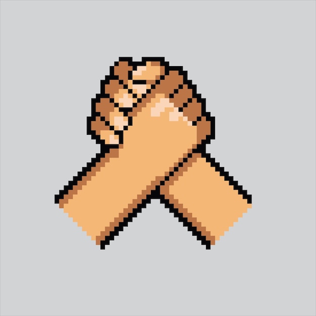 Ilustración de arte de píxeles apretón de mano pixelado Apretón de manos ilustrado para el juego