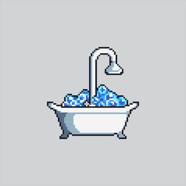 Ilustración de arte de píxeles bañera de ducha bañera pixelada bañera de baño bañera bañera de bañera icono pixe