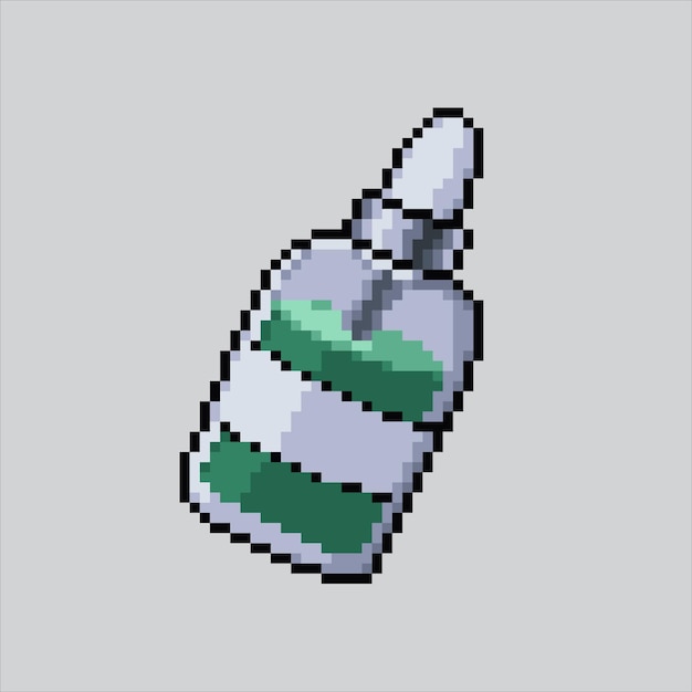 Ilustración de arte de píxeles Botella de suero Botella de cuidado de la piel pixelada Botella de belleza Cuidado de la piel Serum Botella de pixel