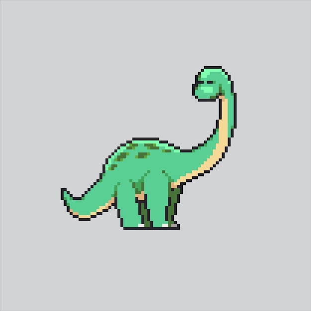 Vector ilustración de arte en píxeles brachiosaurus pixelado brachiosauros brachiosaurio dinosaurio pixelado para