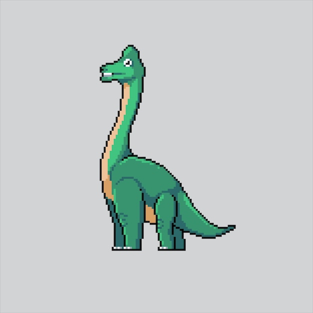 Vector ilustración de arte en píxeles brachiosaurus pixelado brachiosauros brachiosaurio dinosaurio pixelado para