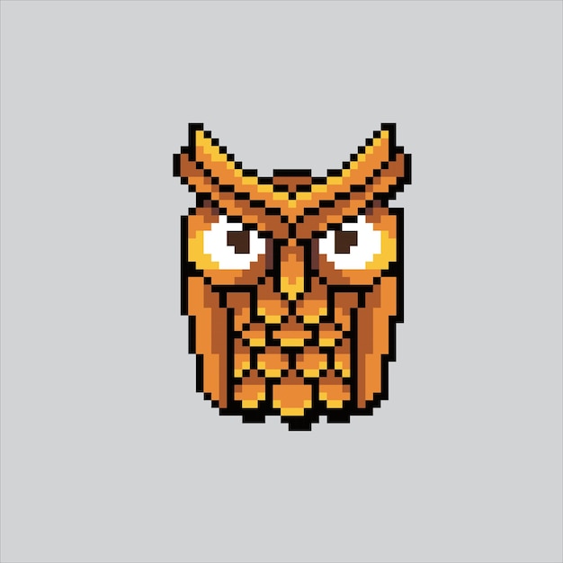 Ilustración de arte de píxeles búho pixelado búho pájaro búho pixelado para el juego de arte de píxeles e icono