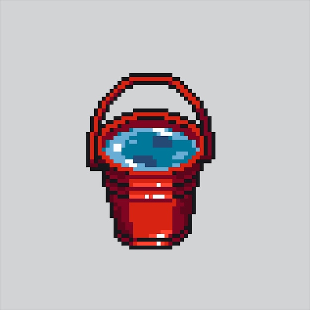 Ilustración de arte de píxeles Cubo de agua pixelado Cubo rojo Ícono de cubo de agua rojo pixelado para el p