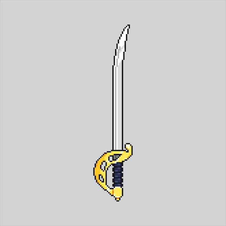 Vector ilustración de arte de píxeles cutlass espada pirata pixelada espada pirata cutlass pixelada para el píxel
