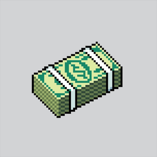 Ilustración de arte en píxeles dinero en efectivo dinero en efectivo pixelado dinero en efectivo pixelado para el juego de arte en píxeles