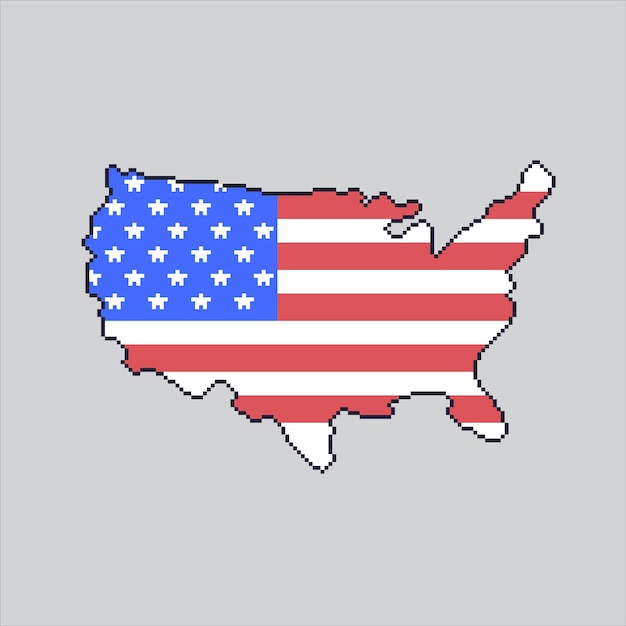 Ilustración de arte de píxeles Forma de la tierra de los Estados Unidos Pixelado Forma de la terra de los Estados unidos Forma de la Tierra de los EE.UU.