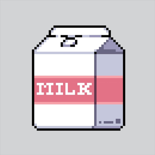 Ilustración de arte de píxeles Leche pixelada Leche deliciosa Icono de bebida de leche fresca pixelada para el píxel