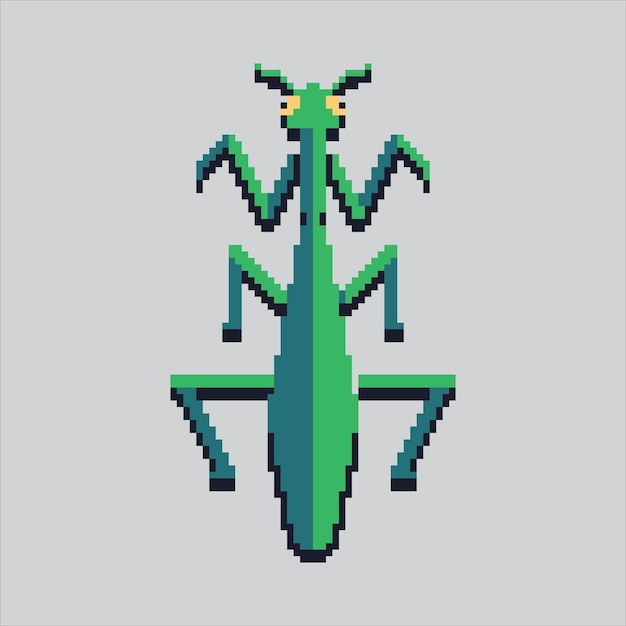 Ilustración de arte de píxeles Mantis Pixelado Mantodea Mantis Mantodea Ícono de insecto pixelado para los píxeles