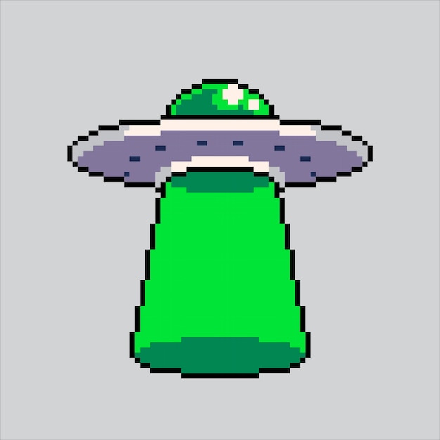 Ilustración de arte de píxeles OVNI OVNI pixelado Icono de espacio alienígena OVNI pixelado para el juego de arte de píxeles