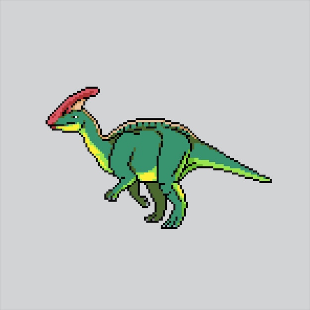 Vector ilustración de arte en píxeles parasaurolophus pixelado parasaurulophus parasaurilophus dinosaurio pixelado