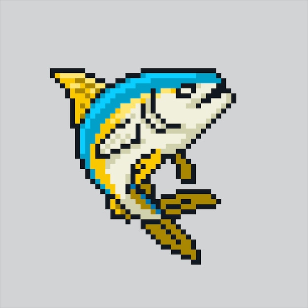 Ilustración de arte de píxeles Pescado Pescado pixelado Carne de pescado de comestibles Carne de pez pixelada para el juego de arte de pixel